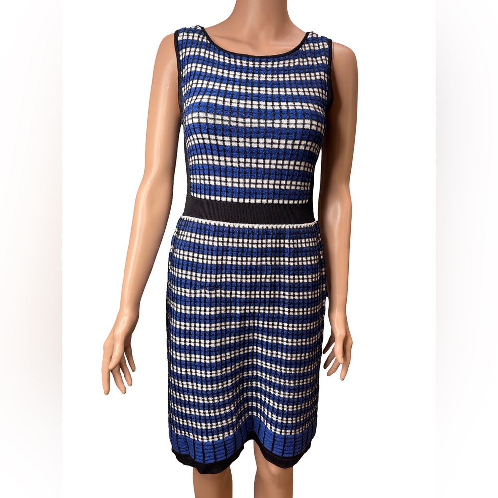 Laundry By Shelli Segal Elegant Black and Blue Sleeveless Metallic Dress XS